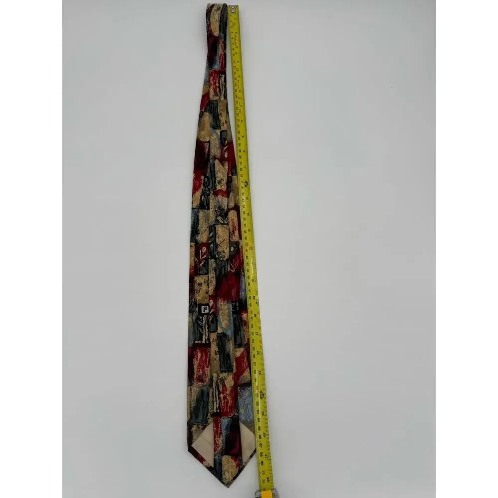 Fumagalli’s Rare 100% Silk Abstract Geometric Neck Tie Made in Spain & Italy